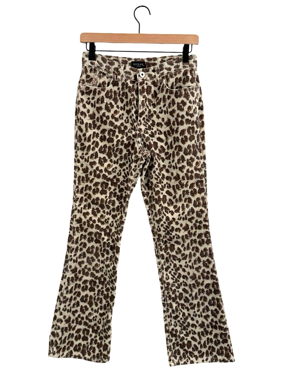 Guess Leopard Print Corduroy Pants - Brown/Beige